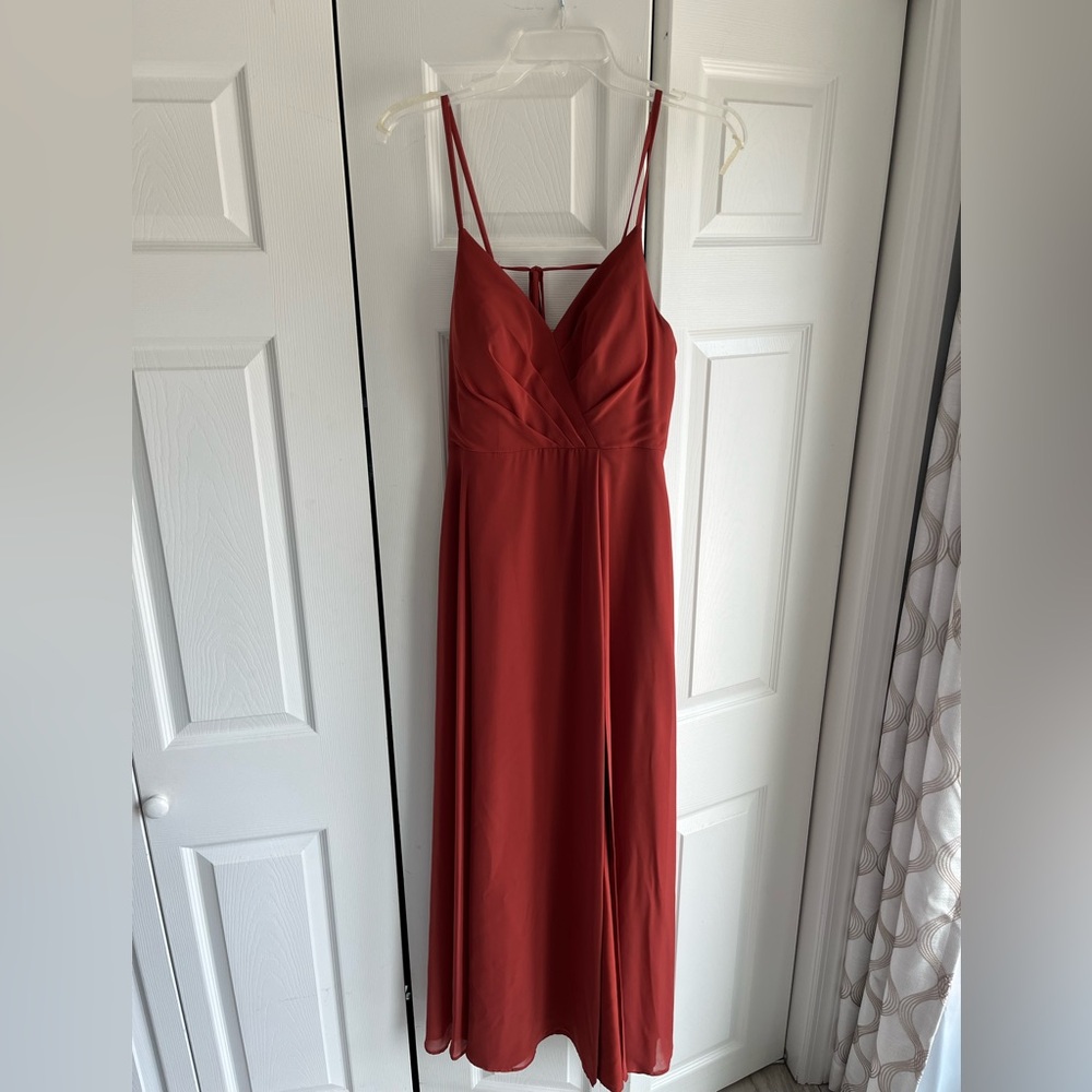 Azazie Everleigh Terracotta Chiffon Dress